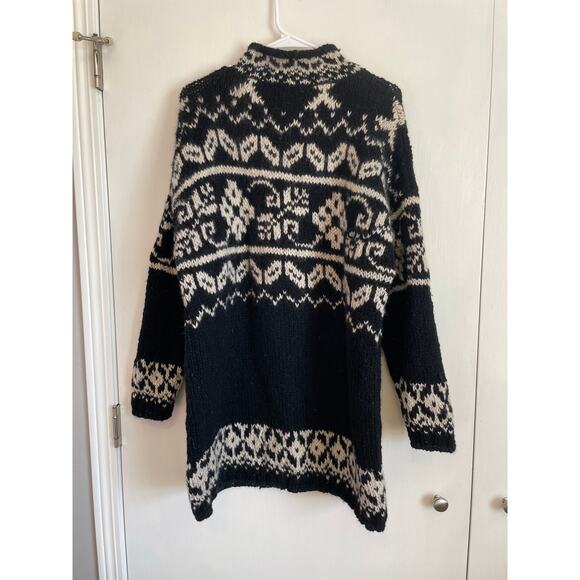 Express Tricot 100% wool vintage sweater black fairisle oversized y2k Size Med - Picture 2 of 7